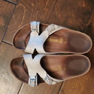 Birkenstock pebbled holographic silver